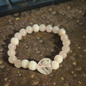 Pink Quartz Heart Stretch Bracelet